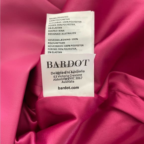 NWT Bardot Mariella One-Shoulder Puff Sleeve Faux Leather Minidress - Picture 6 of 7